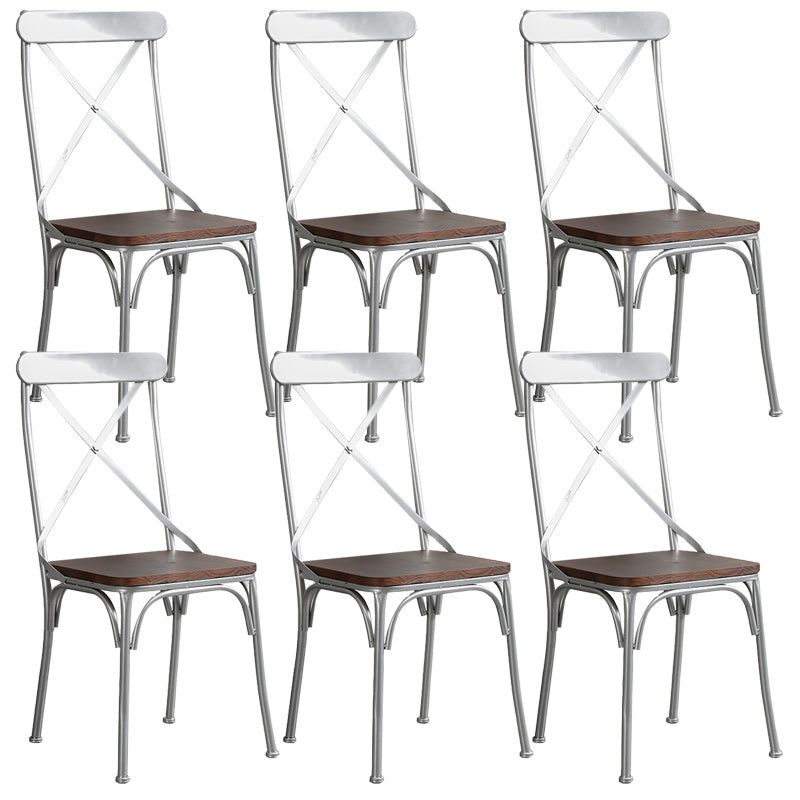 Industrial Cross Back Side Chair Metal Armless Dining Chair for Brasserie