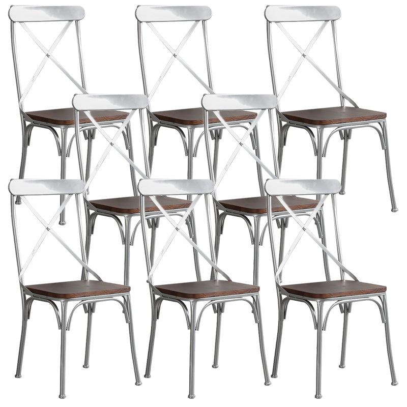 Industrial Cross Back Side Chair Metal Armless Dining Chair for Brasserie