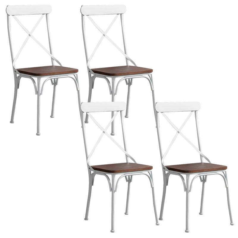 Industrial Cross Back Side Chair Metal Armless Dining Chair for Brasserie