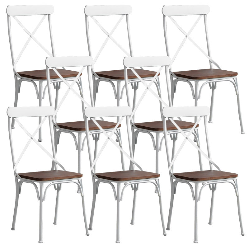 Industrial Cross Back Side Chair Metal Armless Dining Chair for Brasserie