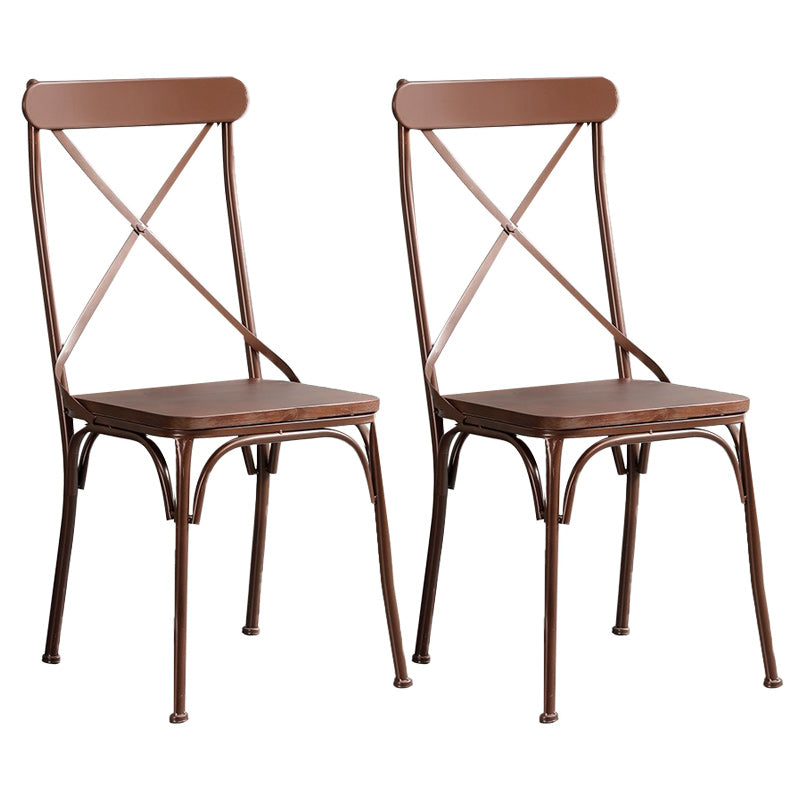 Industrial Cross Back Side Chair Metal Armless Dining Chair for Brasserie