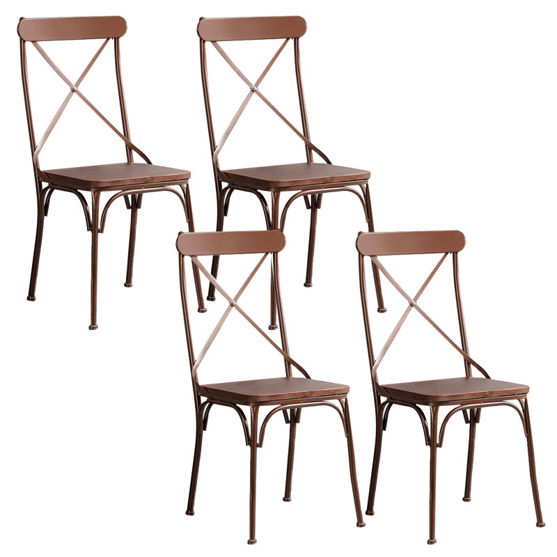 Industrial Cross Back Side Chair Metal Armless Dining Chair for Brasserie