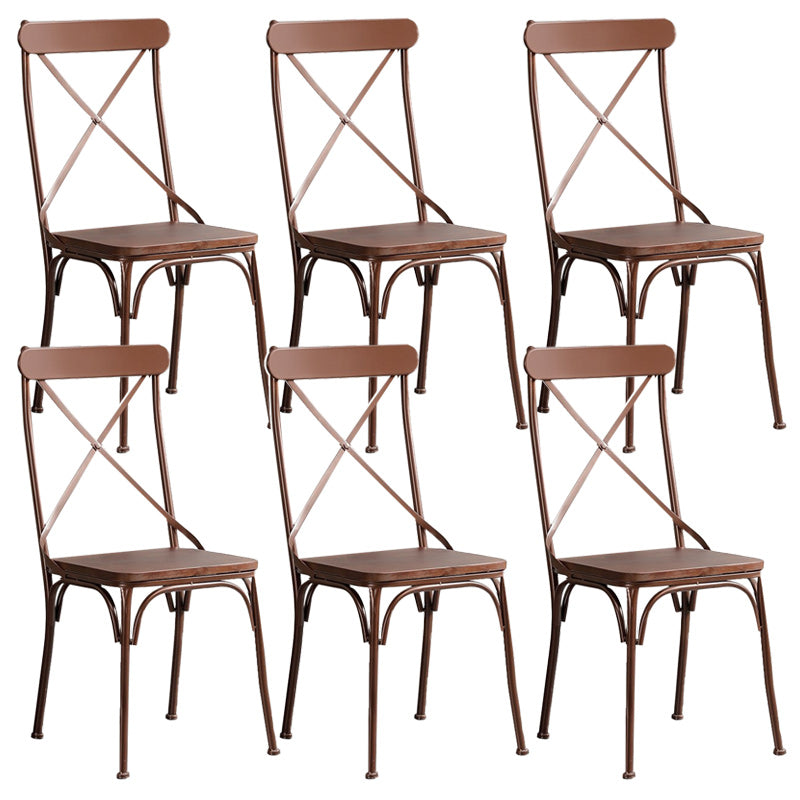 Industrial Cross Back Side Chair Metal Armless Dining Chair for Brasserie