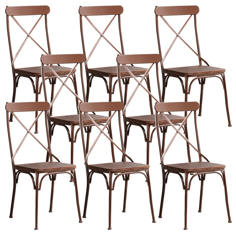 Industrial Cross Back Side Chair Metal Armless Dining Chair for Brasserie