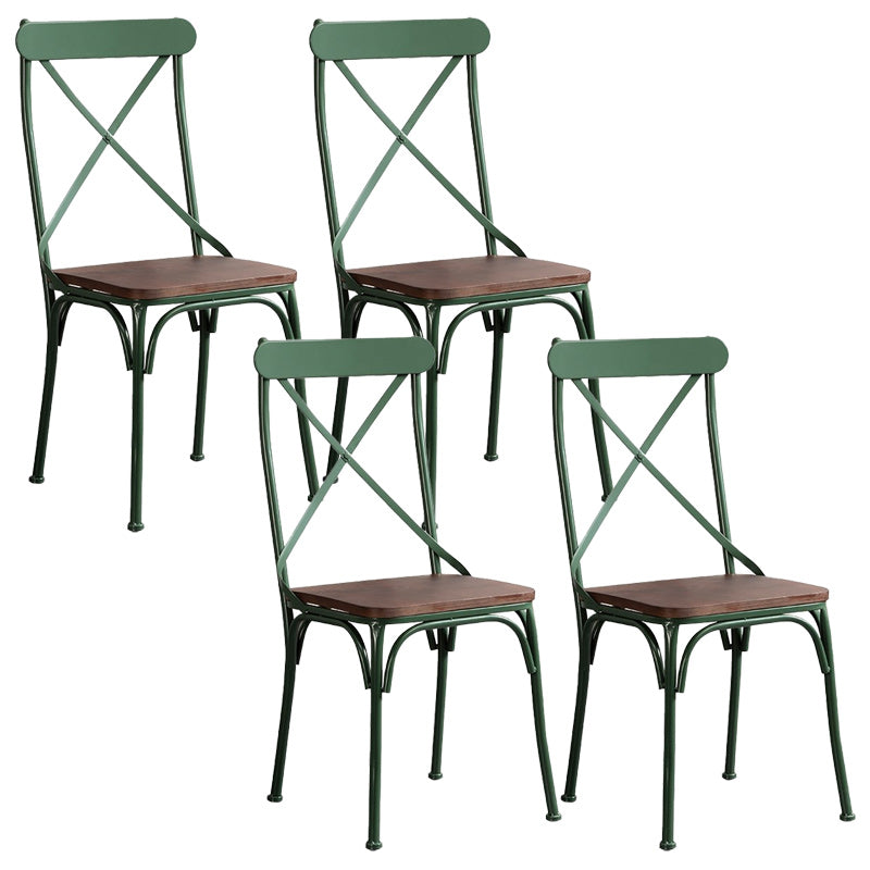 Industrial Cross Back Side Chair Metal Armless Dining Chair for Brasserie