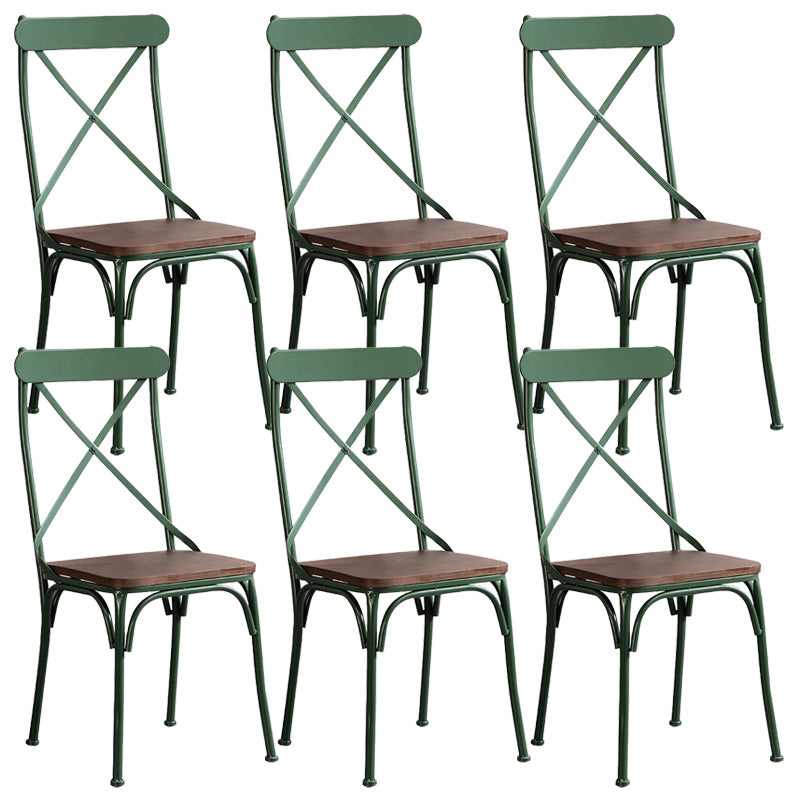 Industrial Cross Back Side Chair Metal Armless Dining Chair for Brasserie