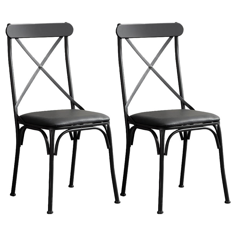 Industrial Cross Back Side Chair Metal Armless Dining Chair for Brasserie