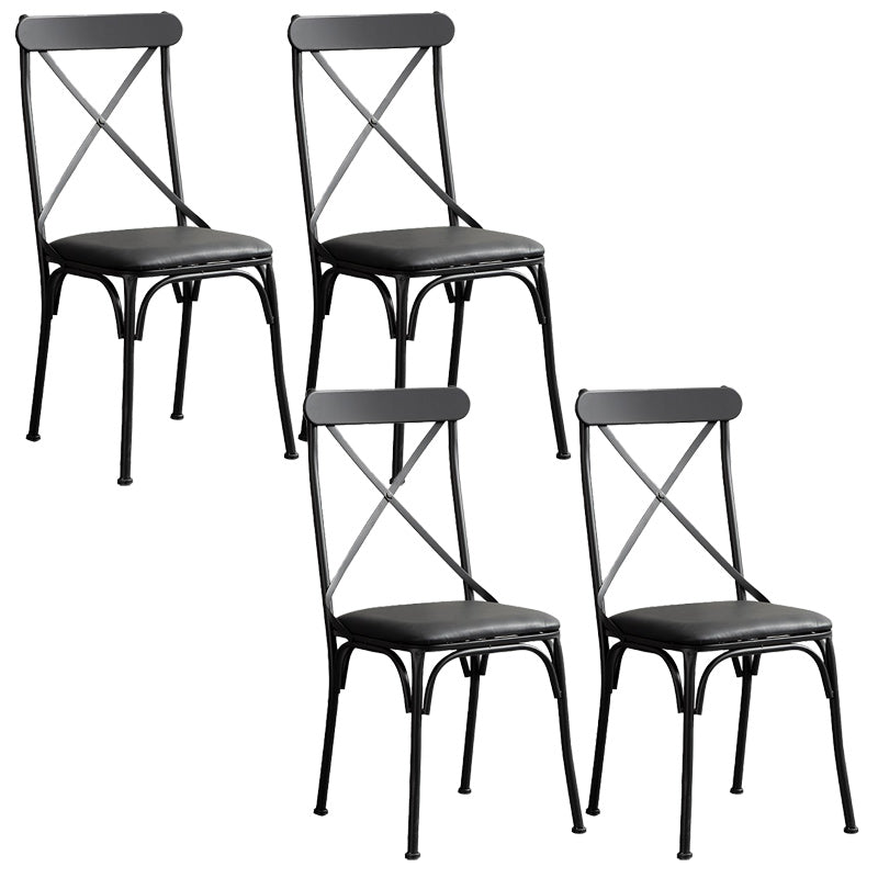 Industrial Cross Back Side Chair Metal Armless Dining Chair for Brasserie