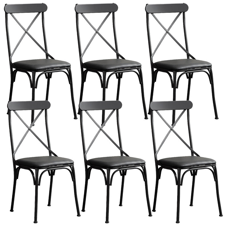 Industrial Cross Back Side Chair Metal Armless Dining Chair for Brasserie