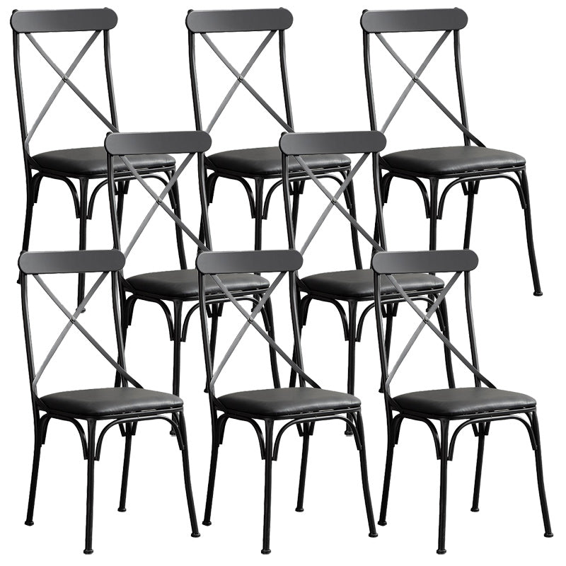 Industrial Cross Back Side Chair Metal Armless Dining Chair for Brasserie