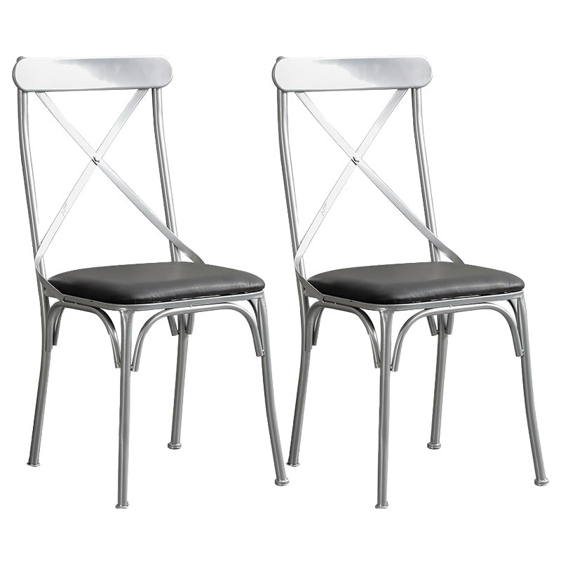 Industrial Cross Back Side Chair Metal Armless Dining Chair for Brasserie