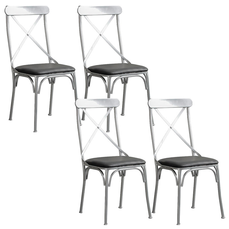 Industrial Cross Back Side Chair Metal Armless Dining Chair for Brasserie