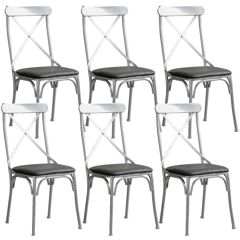 Industrial Cross Back Side Chair Metal Armless Dining Chair for Brasserie