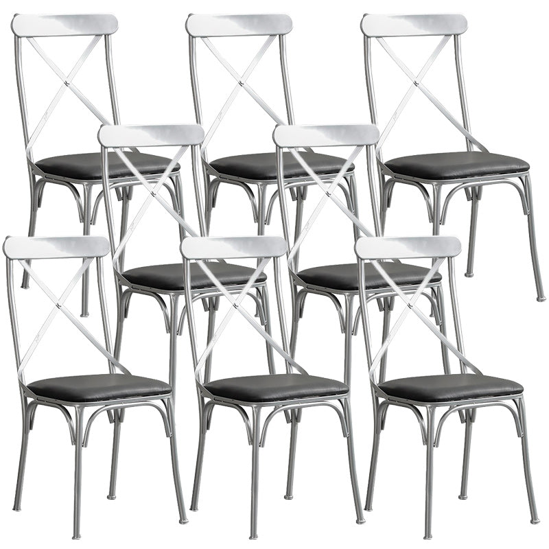 Industrial Cross Back Side Chair Metal Armless Dining Chair for Brasserie