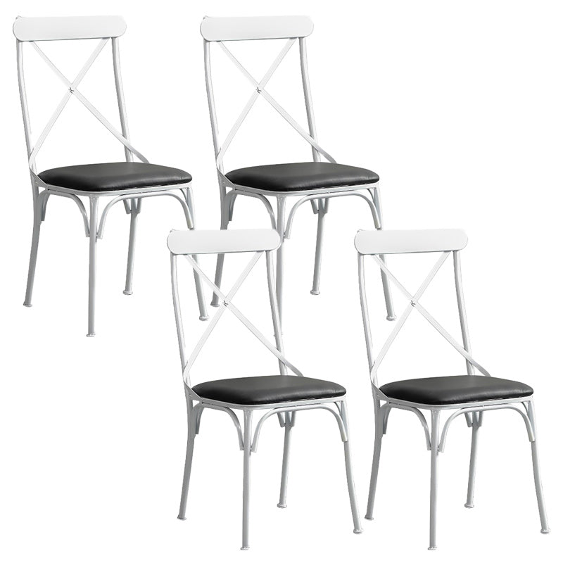 Industrial Cross Back Side Chair Metal Armless Dining Chair for Brasserie