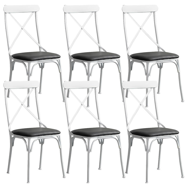 Industrial Cross Back Side Chair Metal Armless Dining Chair for Brasserie