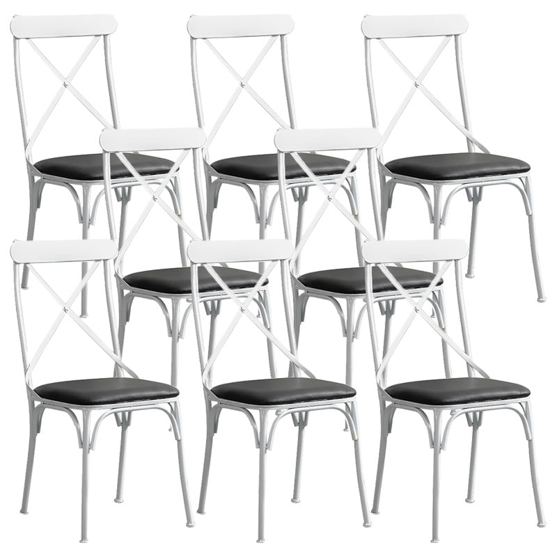 Industrial Cross Back Side Chair Metal Armless Dining Chair for Brasserie