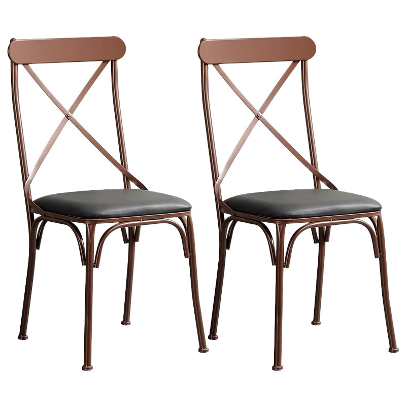 Industrial Cross Back Side Chair Metal Armless Dining Chair for Brasserie