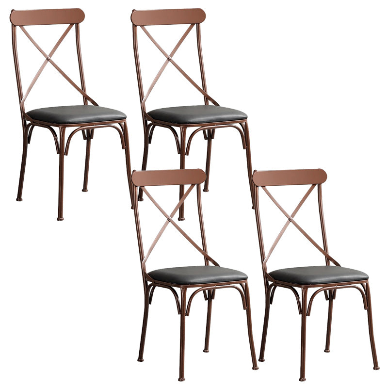 Industrial Cross Back Side Chair Metal Armless Dining Chair for Brasserie