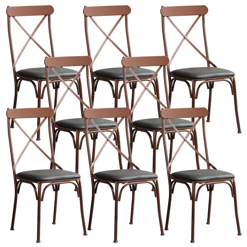 Industrial Cross Back Side Chair Metal Armless Dining Chair for Brasserie