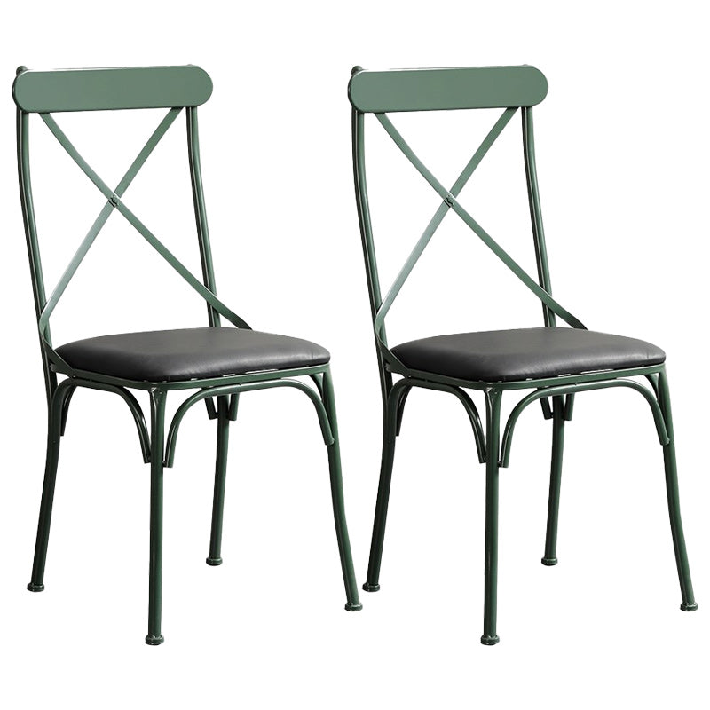 Industrial Cross Back Side Chair Metal Armless Dining Chair for Brasserie