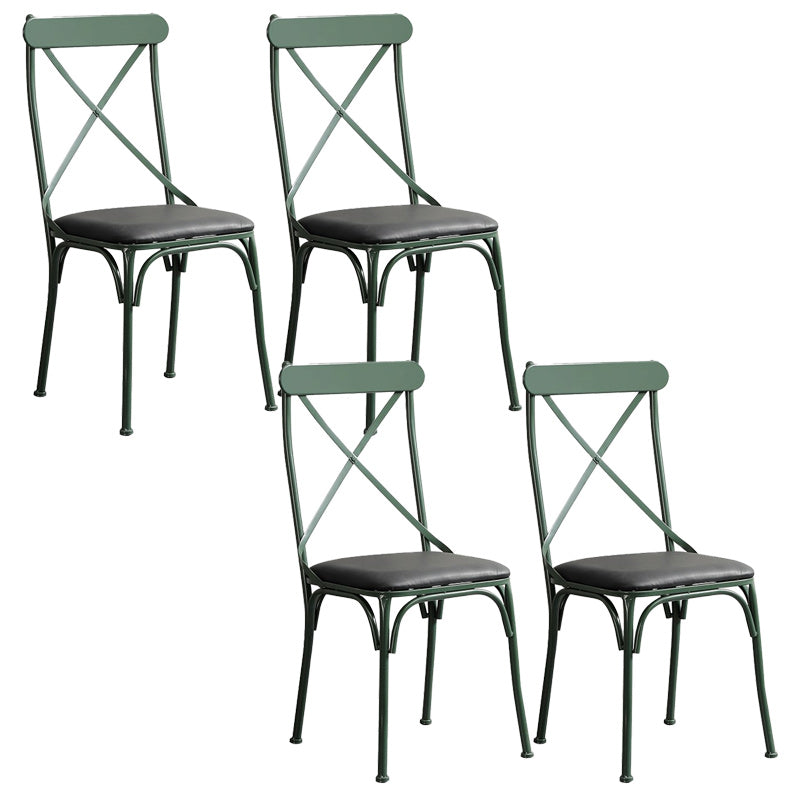 Industrial Cross Back Side Chair Metal Armless Dining Chair for Brasserie