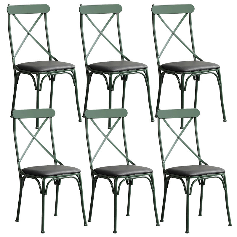 Industrial Cross Back Side Chair Metal Armless Dining Chair for Brasserie