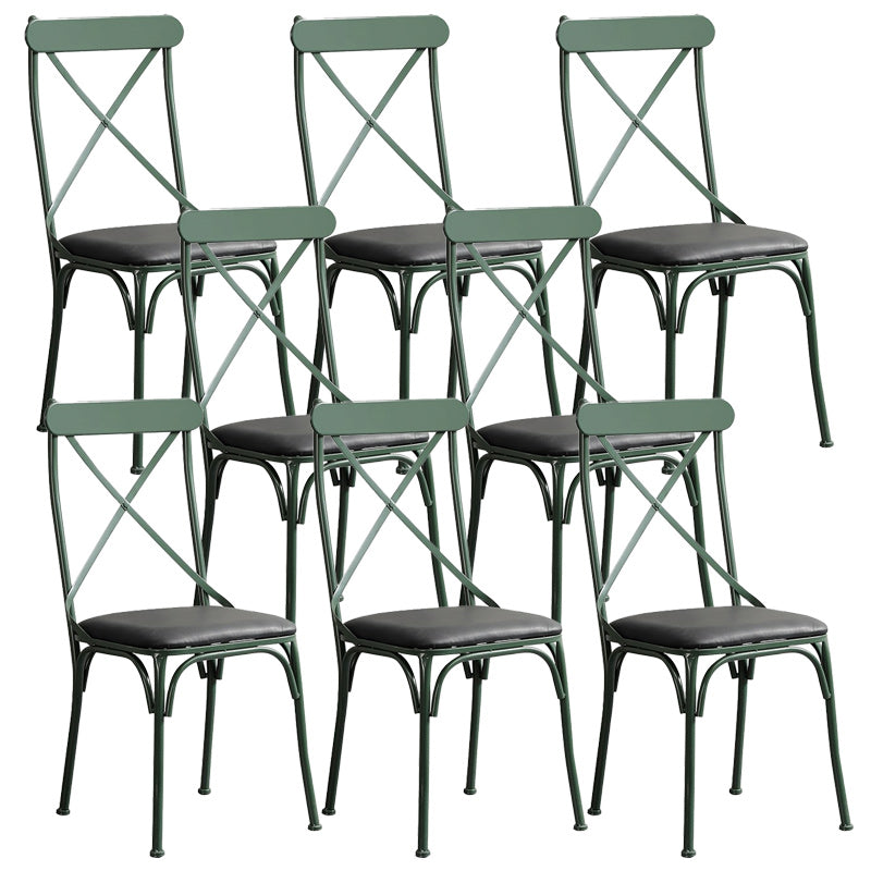 Industrial Cross Back Side Chair Metal Armless Dining Chair for Brasserie