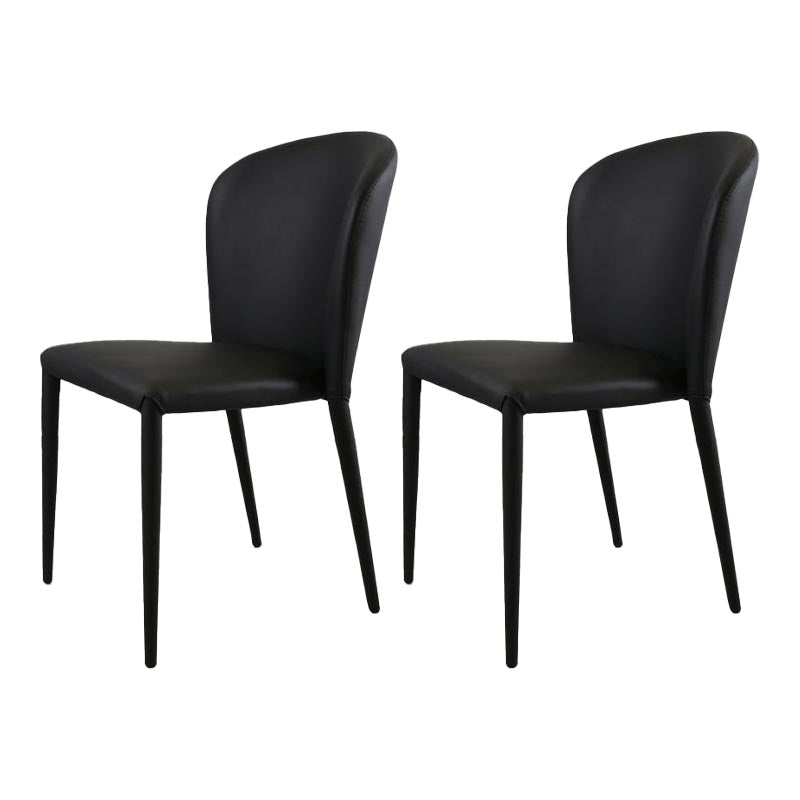 Modern Style Dining Chairs Armless Chairs with Metal Legs for Kitchen