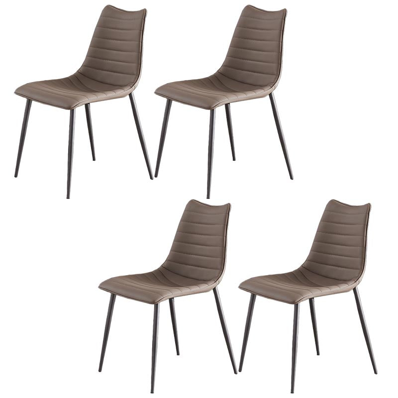 Modern Style Dining Chair Armless Chair with Metal Legs for Kitchen