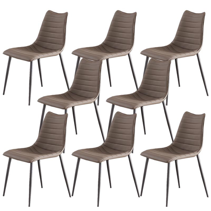 Modern Style Dining Chair Armless Chair with Metal Legs for Kitchen