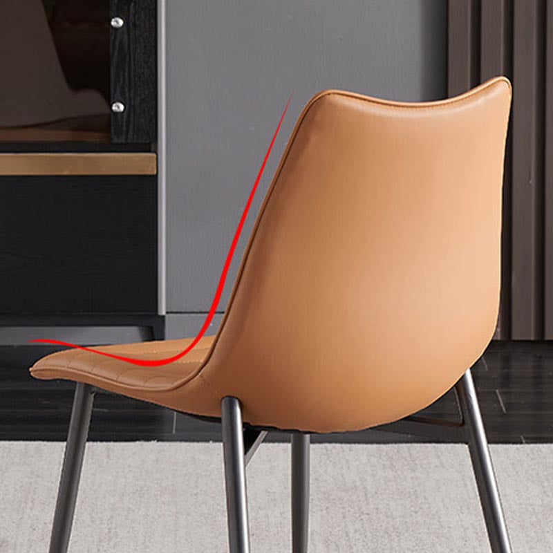 Modern Style Dining Chair Armless Chair with Metal Legs for Kitchen