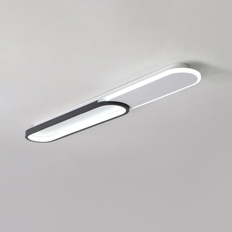 Black and White LED Flush Mount in Modern Minimalist Rectangular Acrylic Ceiling Light