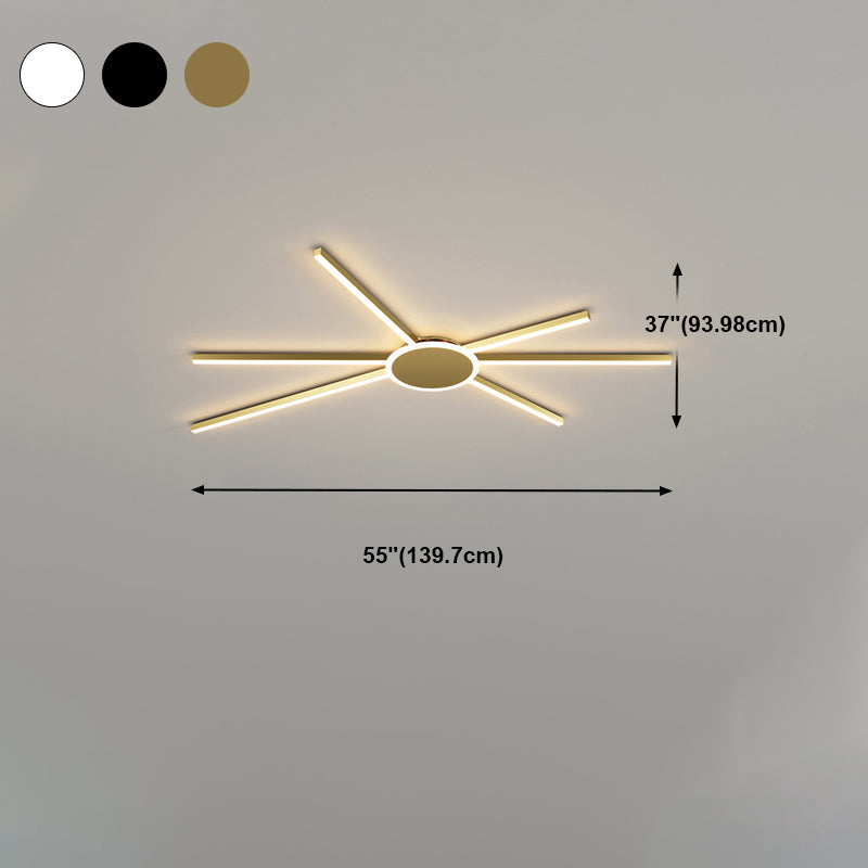 Modern Minimalist LED Ceiling Light Acrylic Linear Flush Mount for  Living Room