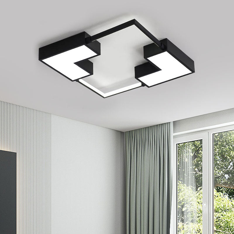 Metal Square LED Ceiling Fixture in Modern Style Acrylic Flush Mount for Bedroom