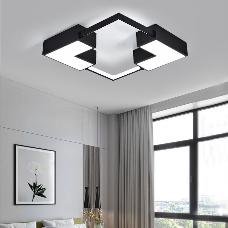 Metal Square LED Ceiling Fixture in Modern Style Acrylic Flush Mount for Bedroom