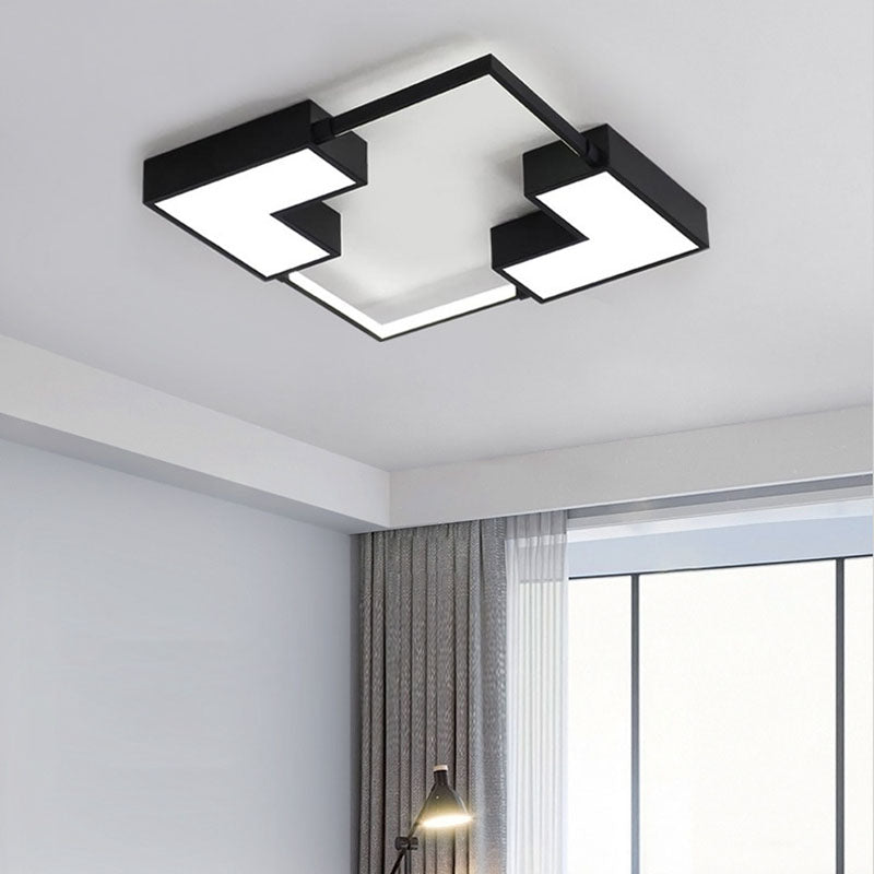 Metal Square LED Ceiling Fixture in Modern Style Acrylic Flush Mount for Bedroom