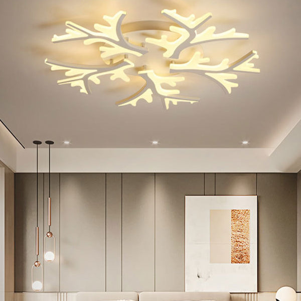 Modern Creative LED Ceiling Light Geometric Acrylic Semi Flush Mount in White