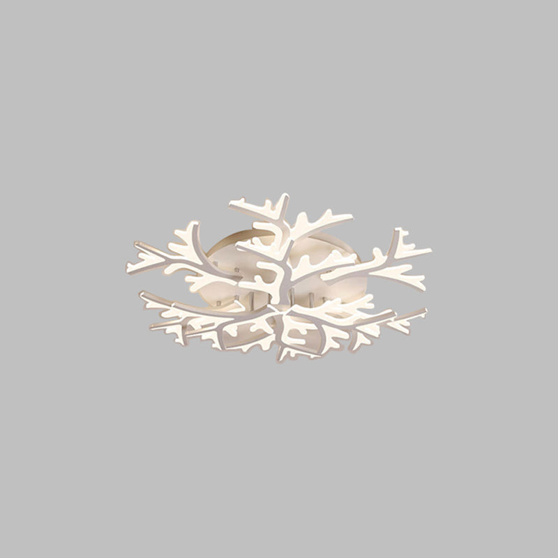 Modern Creative LED Ceiling Light Geometric Acrylic Semi Flush Mount in White