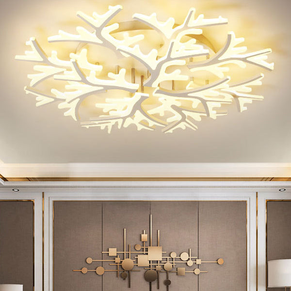 Modern Creative LED Ceiling Light Geometric Acrylic Semi Flush Mount in White