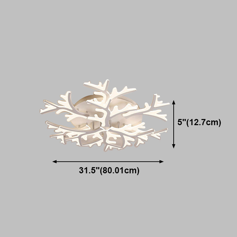 Modern Creative LED Ceiling Light Geometric Acrylic Semi Flush Mount in White