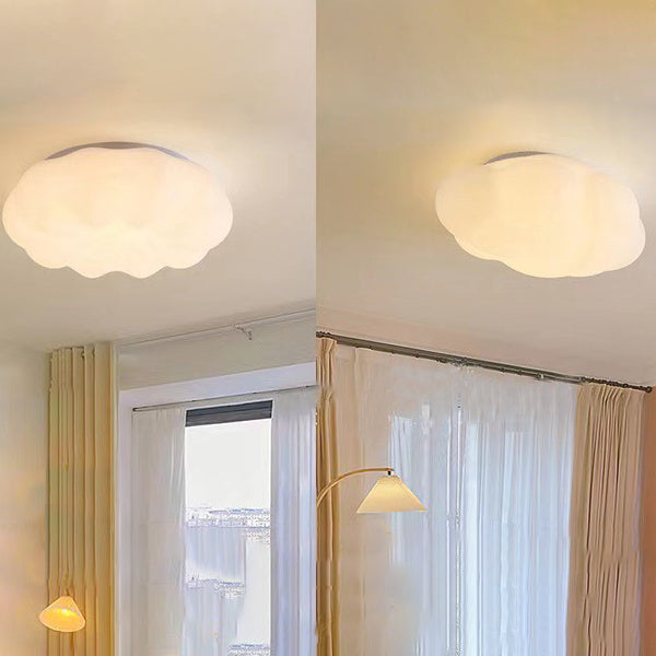 Modern Simplicity LED Flush Mount Cloud Shape Plastic Ceiling Light in White