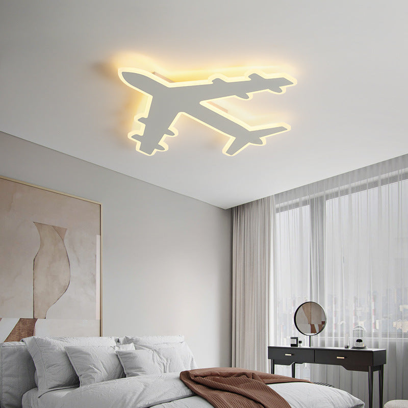 White Airplane LED Ceiling Light in Modern Creative Style Acrylic Flush Mount for Bedroom