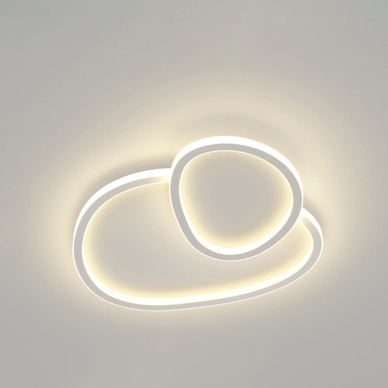 White Circular Flush Mount in Modern Minimalist Acrylic LED Ceiling Light for Bedroom