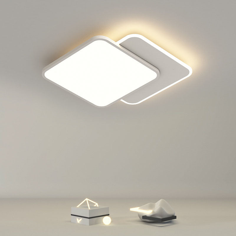 White 2-Light Flush Mount in Modern Creative Style Geometric LED Ceiling Light