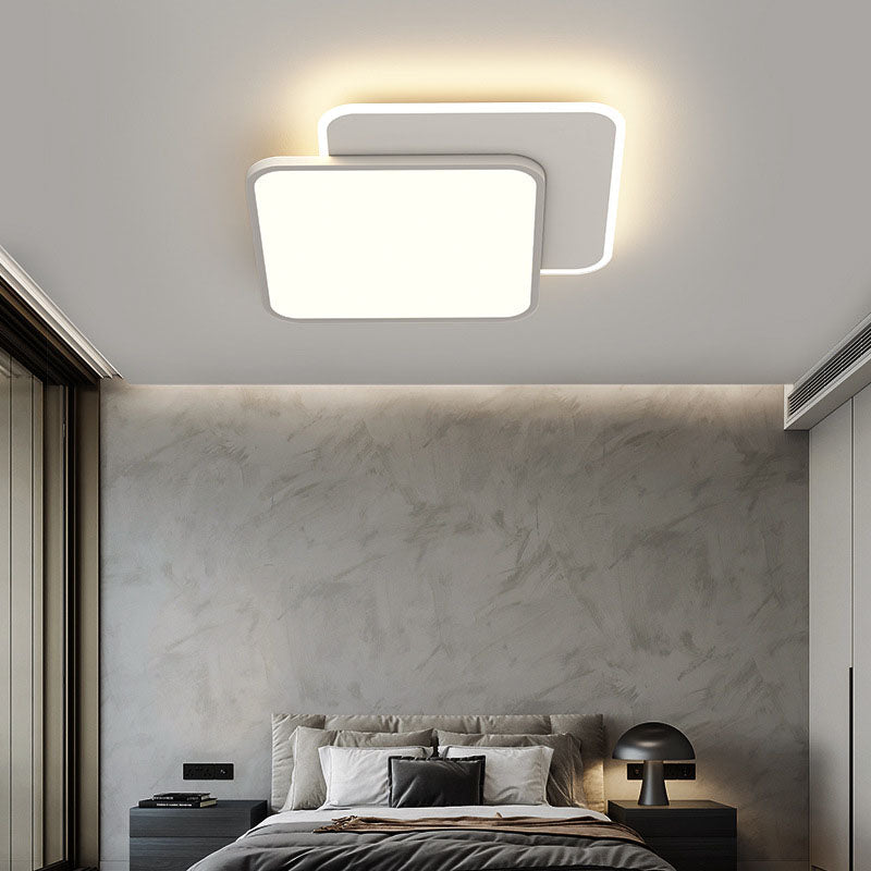 White 2-Light Flush Mount in Modern Creative Style Geometric LED Ceiling Light