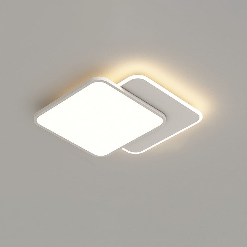 White 2-Light Flush Mount in Modern Creative Style Geometric LED Ceiling Light