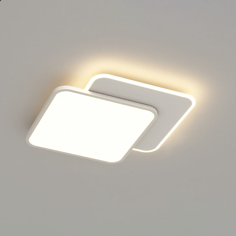 White 2-Light Flush Mount in Modern Creative Style Geometric LED Ceiling Light