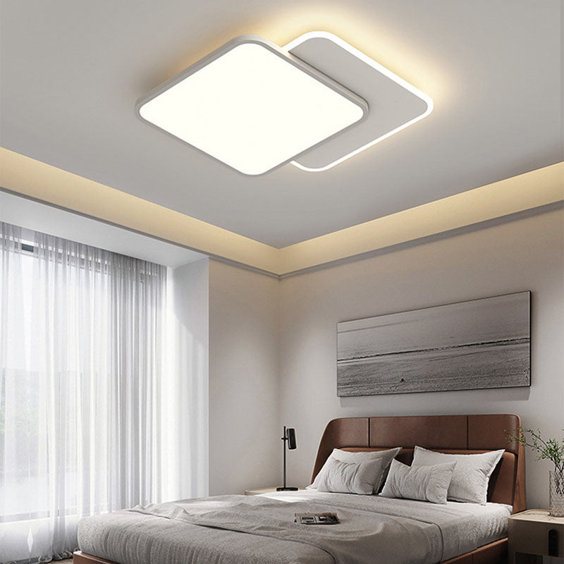 White 2-Light Flush Mount in Modern Creative Style Geometric LED Ceiling Light