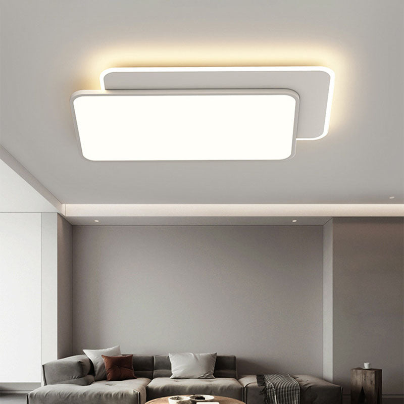 White 2-Light Flush Mount in Modern Creative Style Geometric LED Ceiling Light